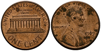 США 1 цент 1989 Линкольн KM 201b цинк плакированный медью 4173-733
