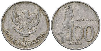 Индонезия 100 рупий 2002 черный пальмовый какаду KM 61 алюминий 4619-626