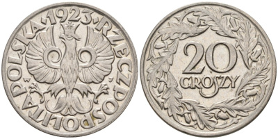 Польша 20 грошей 1923 w KM 12 никель 4564-1056