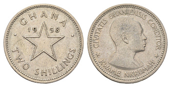 Гана 2 шиллинга 1958 год-тип KM 6 медно-никель 4666-557