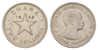 Гана 2 шиллинга 1958 год-тип KM 6 медно-никель 4666-557