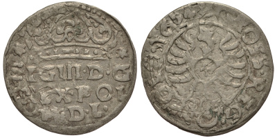 Польша 1 грош 1624 Сигизмунд III (1587-1632), вес 0,87 гр., САС KM 11 серебро 1516-1414