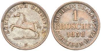 Ганновер 1 грош 1858 B KM 236 серебро 4615-312