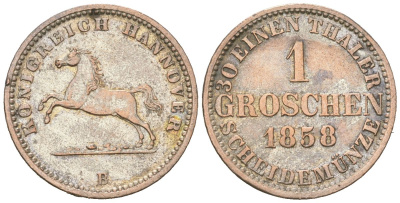 Ганновер 1 грош 1858 B KM 236 серебро 4615-312