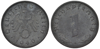 Германия 1 рейхспфенниг 1940 A KM 97, J. 369 цинк 4124-165