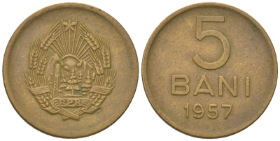 Румыния 5 бань (бани) 1957 KM 83.2 медь цинк никель 218-345