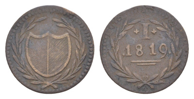 Франкфурт 1 пфенниг (юденпфенниг) 1819 KM?Tn5, JuF?1997a медь 4643-1048