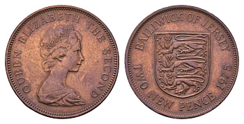 Джерси 2 пенса 1975 Елизавета II (1952-2022) KM 31 бронза 4118-224