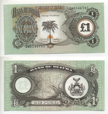 БИАФРА 1 ФУНТ 1968-1969 Pick 5а бумага UNC (ПРЕСС) 7548-13-1-1