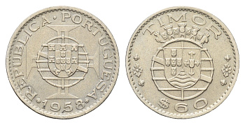 Португальский Тимор 60 сентаво 1958 год-тип KM 12 медь цинк никель 4669-741