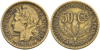 Французский Камерун 50 сантимов 1925 (а), монетный двор Париж KM 1 алюминиевая бронза 4164-1228