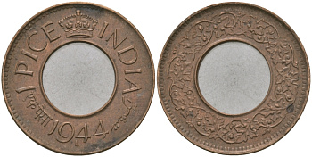 Британская Индия 1 пайс 1944 Георг VI (1936-1952) KM 533 бронза 33-1113