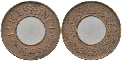 Британская Индия 1 пайс 1944 Георг VI (1936-1952) KM 533 бронза 33-1113