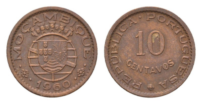 Мозамбик 10 сентаво 1960 KM 83 бронза 4588-1054