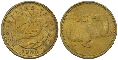 Мальта 1 цент 1986 ласка, горностай KM 78 никель латунь 4396-517