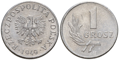 Польша 1 грош 1949 KM 39 алюминий 4189-457