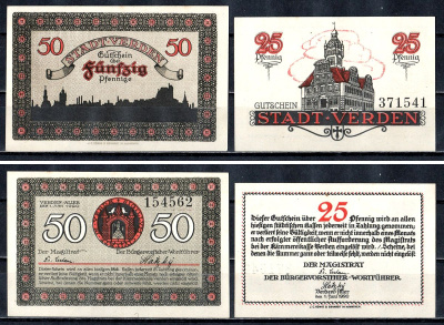 Верден (Пруссия, Ганновер) набор из 2 нотгельдов 1921 2193-33-3-1