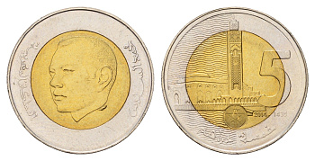 Марокко 5 дирхамов 2014 Y 140 биметалл UNC 216-1026