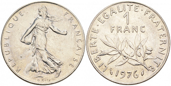 ФРАНЦИЯ 1 ФРАНК 1976 СЕЯТЕЛЬ KM 925.1 никель 186-346