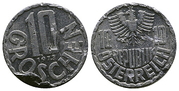 АВСТРИЯ 10 ГРОШЕЙ 1973 KM 2878 алюминий 4384-1133