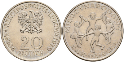 Польша 20 злотых 1979 Международный год детей KM 99 медно-никель UNC 4601-1213