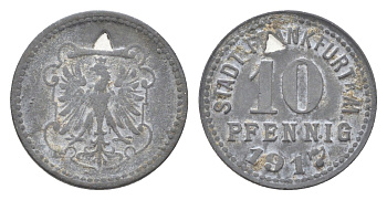 Франкфурт-на-Майне 10 пфеннигов 1917 Funck 136.1A, Men05 7947.2, Men18 9918.2 цинк 4708-862