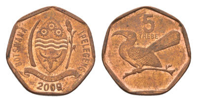 Ботсвана 5 тхебе 2009 KM 26 сталь плакированная медью aUNC 4627-728
