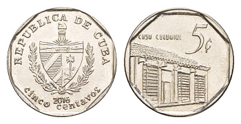 Куба 5 сентаво 2016 Casa Colonial KM 575.2, Schoen 713, JMA MC19 сталь плакированная никелем 4644-728