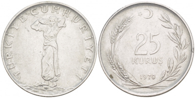 ТУРЦИЯ 25 КУРУШЕЙ 1970 KM 892.3 сталь 4548-244