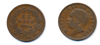 ПОРТУГАЛИЯ 20 РЕЙС 1884 KM 527 бронза 4379-116