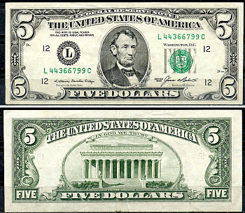 США 5 долларов 1985 L - Сан-Франциско, Калифорния Pick 475 бумага аUNC 6294-25-1-1