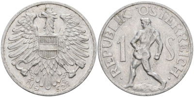 АВСТРИЯ 1 ШИЛЛИНГ 1952 КМ 2871 алюминий 4572-633