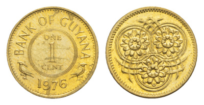 Гайана 1 цент 1976 Республика KM 31 никель латунь  UNC  4659-522