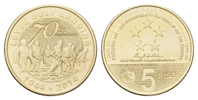 Филиппины 5 писо (песо) 2014 70 лет сражению в заливе Лейте KM 287 никель латунь UNC 3336-1236