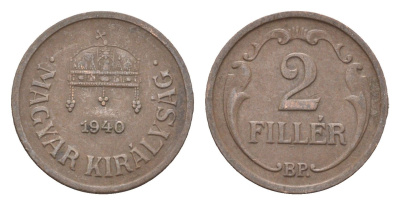 Венгрия 2 филлера 1940 BP KM 506 бронза 4665-463