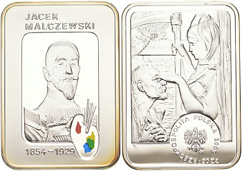 Польша 20 злотых 2003 Ясек Малжевски, аллегория Смерти закрывающей глаза старику, цветная эмаль, в оригинальной пластиковой коробке KM 478 серебро PROOF 1072-7-43