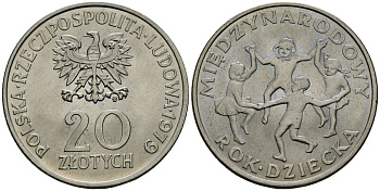 Польша 20 злотых 1979 Международный год детей Y 99 медно-никель 4168-825