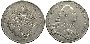 Бавария 1/2 талера 1774 Максимилиан III Иосиф (1745-1777) KM 222 серебро 1517-1431