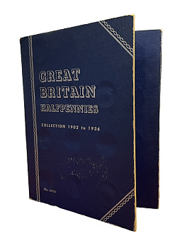 Великобритания набор (погодовка) из 34 монет (номиналом в 1/2 пенни) 1902-1936 Первые британские короли Виндзорской (Саксен-Кобург-Готской) династии - Эдуард VII (1901-1910) и Георг V (1910-1936) Отсутствуют 3 монеты - 1905, 1906 и 1910 года бронза 7-4-64