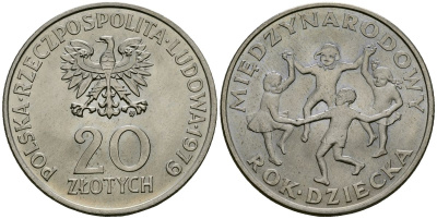 Польша 20 злотых 1979 Международный год детей Y 99 медно-никель 4168-825