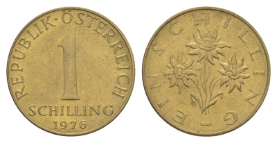 Австрия 1 шиллинг 1976 KM 2886 алюминиевая бронза UNC 4561-653