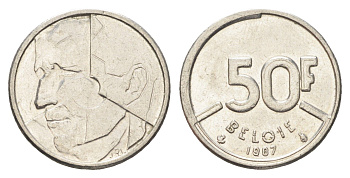 Бельгия 50 франков 1987 Belgie, Бодуэн I (1951-1993) KM 169 никель 4706-132