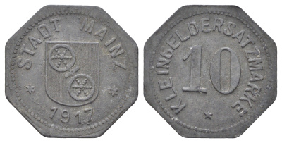 Майнц 10 пфеннигов 1917 Funck 2012 314.2 цинк 4708-458