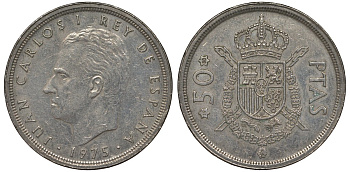 Испания 50 песет 1975 (80) Хуан Карлос I (1975-2001) KM 809 медно-никель 4125-313