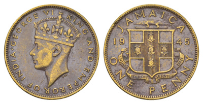 Ямайка 1 пенни 1945 KM 32 никель латунь 4628-515