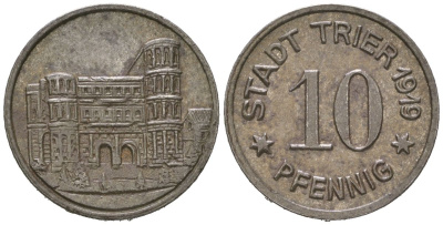 Трир 10 пфеннигов 1919 Funck 549.6, Men18 31517.6 железо 112-113