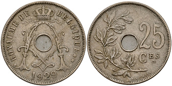 Бельгия 25 сантимов 1929 Royaume de Belgique KM 68 медно-никель 4187-937