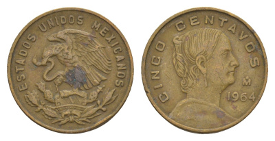 Мексика 5 сентаво 1964 Жозефа Ортис де Домингес KM 426 латунь 4655-1042