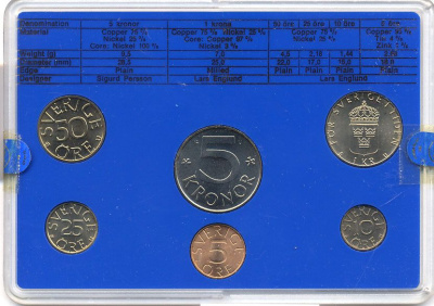 Швеция набор монетного двора из 6 монет 1979 в пластике Карл XVI Густав (1973- ) KM MS11 UNC 4-3-6-113