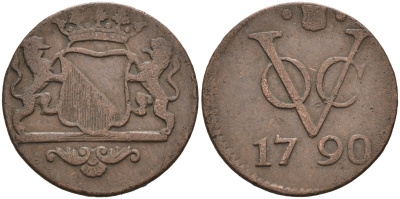 Нидерландская Восточная Индия, Утрехт (Утрехт) 1 дуит 1790 KM 111.1 медь 4577-315